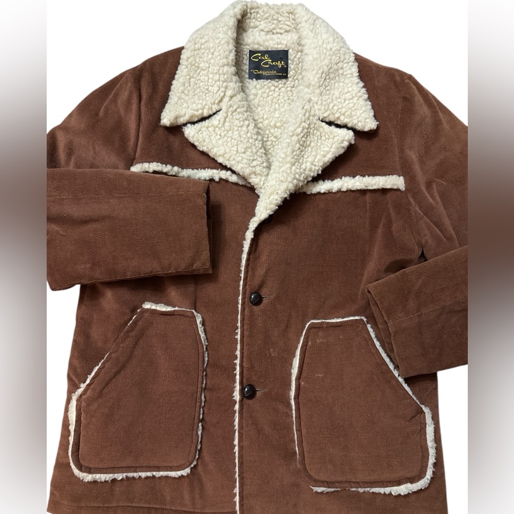 Vintage 70’s‎ Cal Craft Heavy Coat Men’s Size Large Faux Sherpa Lined Buttons
